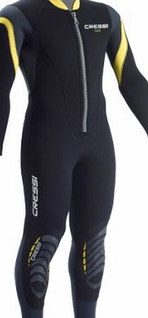 Cressi Mens Lui 2.5mm Neoprene Wetsuit Wetsuit All in One - Black/Yellow, XX-Large