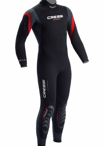 Cressi Mens Spring 3.5mm Ultraspan Neoprene Wetsuit - Black/Red, Size 4/Large