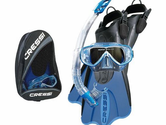 Cressi Palau Saf Bag Mask, Fins and Snorkel Set - Blue, 8 - 11