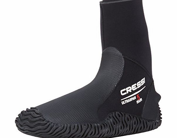Cressi Ultraspan Dive Boots 5mm Premium Neoprene, Black, XL-9/10.5