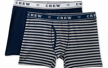 Crew Clothing 2 Pack Thin Stripe/Plain Boxer Shorts
