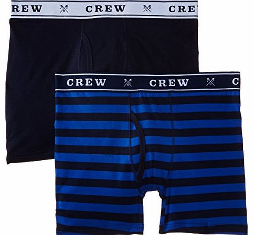 Mens Wide Striped Boxer Shorts, Multicoloured (Navy/Cobalt), Medium