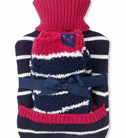 Crew Clothing Stripe Cosy Sock and Hot Water Bottle Set