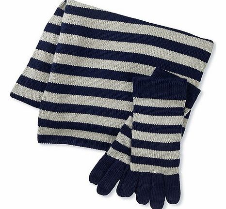 Crew Clothing Stripe Shimmer Scarf and Gloves Set