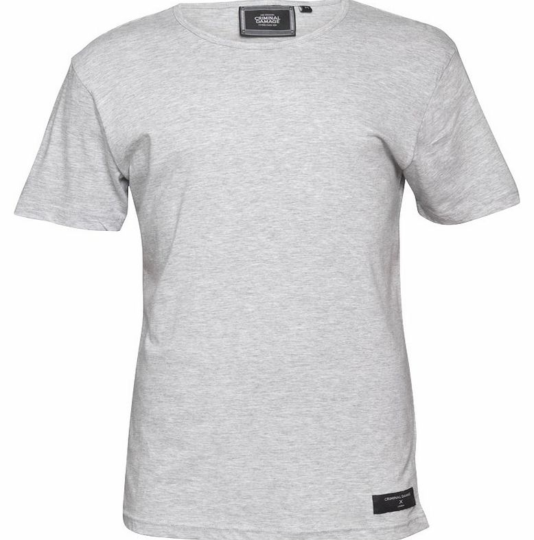 Criminal Damage Mens Dean T-Shirt Grey Marl