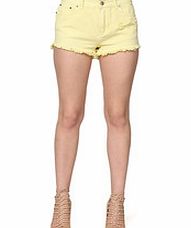 Cristina Dea Yellow mid-rise cotton denim shorts