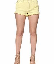 Cristina Dea Yellow mid-rise cotton denim shorts