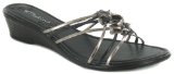 Platino `Theona` Ladies Wedge Mule Sandal Shoes - Black - 6 UK