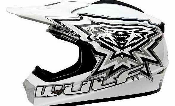 WULFSPORT NEW STYLE DESIGN KIDS QUAD ATV DIRT MOTOR CYCLE BIKE AVU APRROVED WHITE HELMET AND X1 GOGGLE (XL, BLACK GOGGLE)