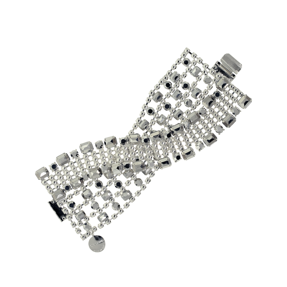 cross over Crystal Bracelet - Rhodium
