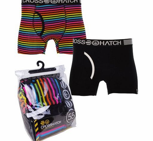 Crosshatch Ablazium Twin Pack Boxer Shorts - Rainbow/Black L