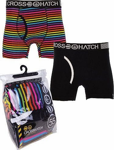 Crosshatch Ablazium Twin Pack Boxer Shorts - Rainbow/Black XL