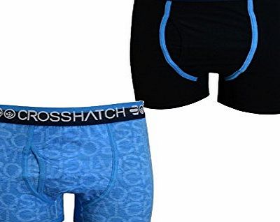 Crosshatch All Print Pack of 2 Boxer Trunk Shorts Blue L