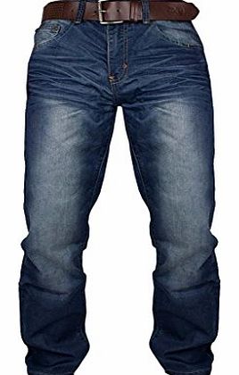 Crosshatch Black Label Mens Straight leg Mid Wash Jeans With Leather Look Belt. Style - Farrow. Colour - Mid Wash. Waist - 32`` Leg - 32`` Reg