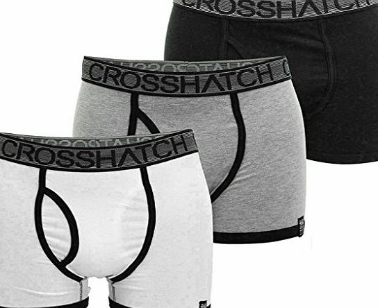 Crosshatch Classico 3 Pack Boxer Short Trunks Black/Grey Marl/White - L (36-38in)
