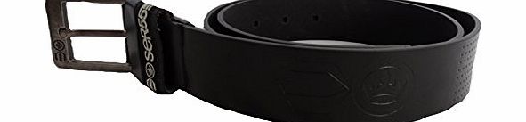 Crosshatch Designer Mens Faux Leather Embossed Branded Metal Buckle Belts Belt (LARGE (34-36``), BLACK)
