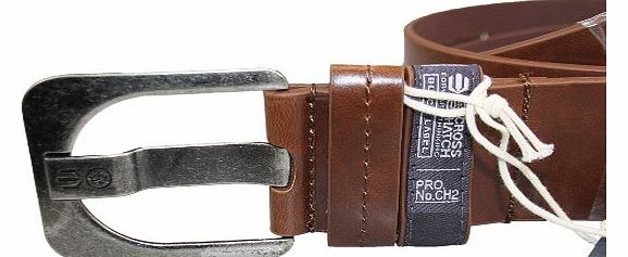 Crosshatch Designer Mens Faux Leather Embossed Branded Metal Buckle Belts