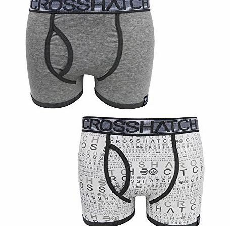 Crosshatch Double 2 Pack Squint A Mens Cotton Fitted Boxer Shorts in Grey Marl