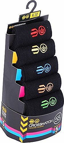 Crosshatch Horizontal 5 Pack Socks Black