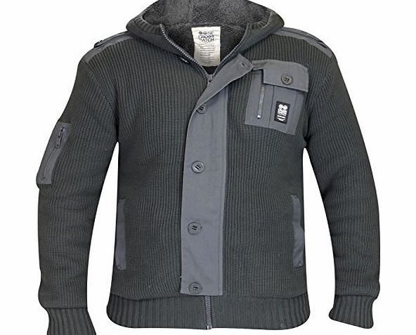 Crosshatch Men Crosshatch Faux Fur Lined Knitted Jacket Grey XL