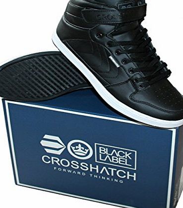 Crosshatch Mens Cross Bronx Black Hi Top Trainers Shoes, size 9