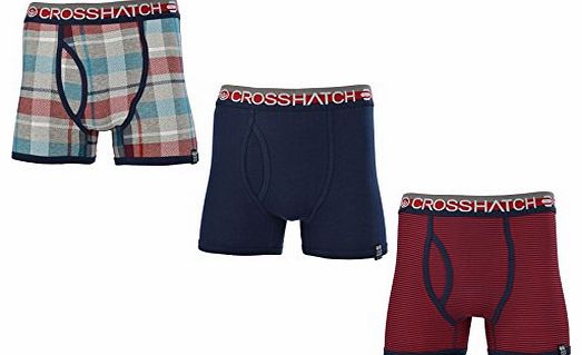 Crosshatch Mens Crosshatch ``Tirian`` 3 Pack Boxer Trunk Shorts Dress Blue Medium