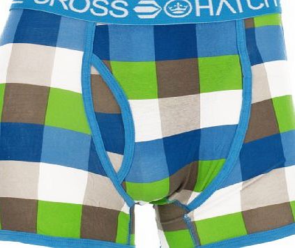 Crosshatch Mens Incheck Checkered Boxer Shorts Neon Blue XL