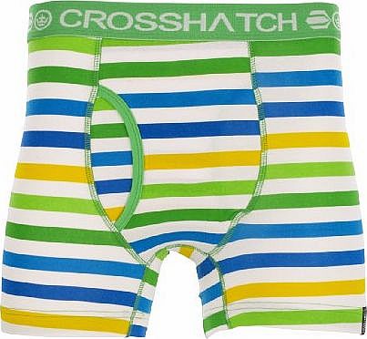 Crosshatch Mens Prismatico Striped Boxer Shorts Green S
