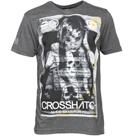 CrossHatch Mens Sleeze Skull T-Shirt Dark Grey