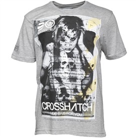 CrossHatch Mens Sleeze Skull T-Shirt Grey