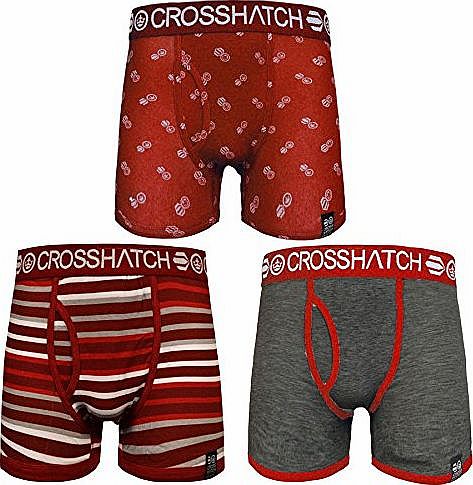 Crosshatch New Mens 3 Pack Crosshatch Cotton Boxer Short Underwear Trunks Briefs Size S-XXL