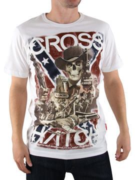 CrossHatch Off White Rebel Skull T-Shirt