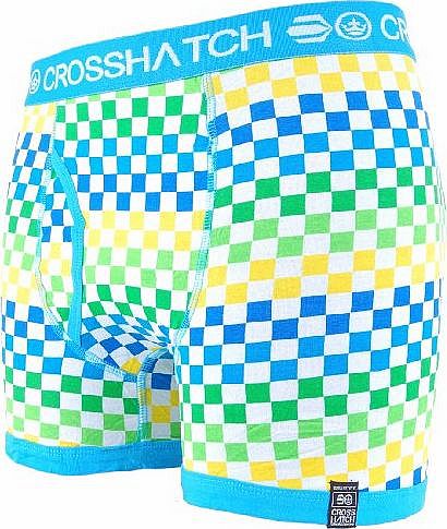 Crosshatch Prisbix Mens Cube Pattern Boxer Short Azure Blue S