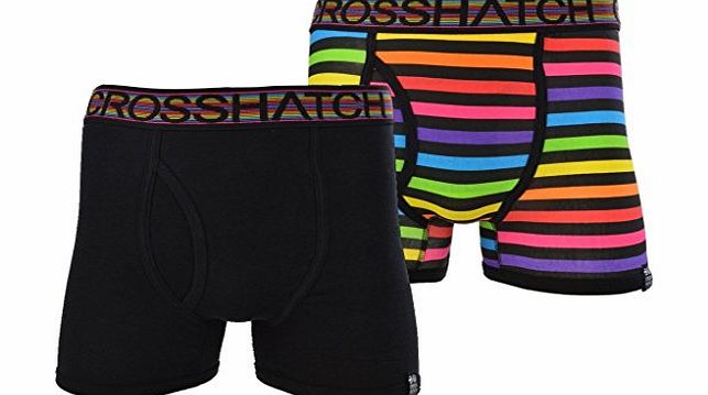 Crosshatch Refracto Twin Pack Boxer Short Trunks Black - XL (40-42in)