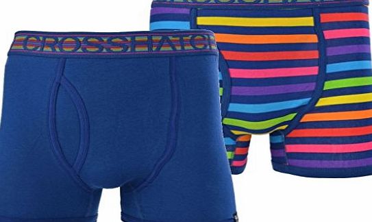 Crosshatch Refracto Twin Pack Boxer Short Trunks Saphire Blue - L (36-38in)