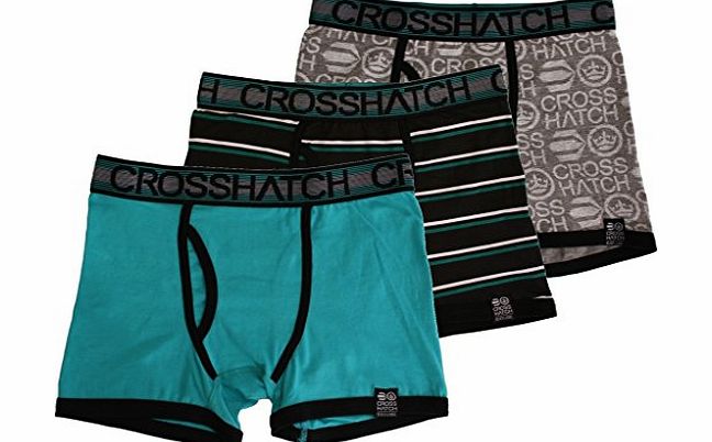 Crosshatch Scatter 3 Pack Boxer Short Trunks Black/Grey/Mint Green - L (36-38in)