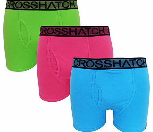 Triple Pack Mens Cotton Fitted Boxer Shorts In Green / Pink / Blue