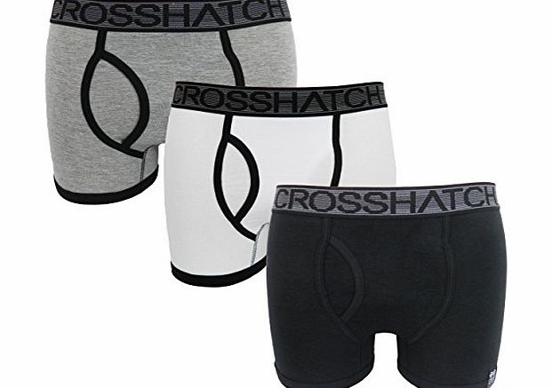Crosshatch Triple Pack Mens Cotton Fitted Boxer Shorts In Grey / White / Black