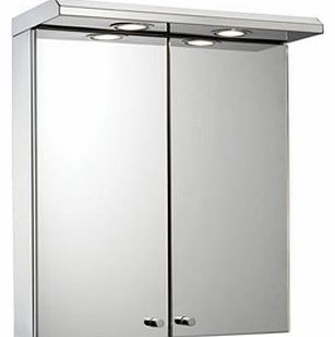 Shire Double Door Stainless Steel Illuminated Mirror Cabinet with Shaver Socket