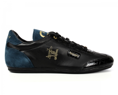 Cruyff Recopa Classic Black/Teal Leather Trainers