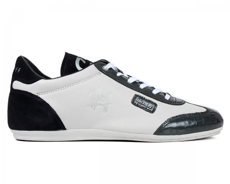 Recopa Classic White/Black Leather Trainers