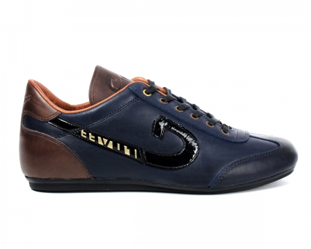 Cruyff Vanenburg Navy/Brown Leather Trainers