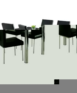 Black Glass Dining Table and 4 Chairs