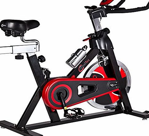 CrystalTec Premium Indoor Aerobic Training Cycle Exercise Bike Fitness Cardio Workout Machine - 22kg Flywheel - With Hand Pulse Sensor and New and Improved Soft Seat