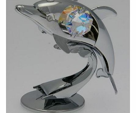 CRYSTOCRAFT  Keepsake Gift Ornament - Dolphin with Swarvoski Crystal Elements