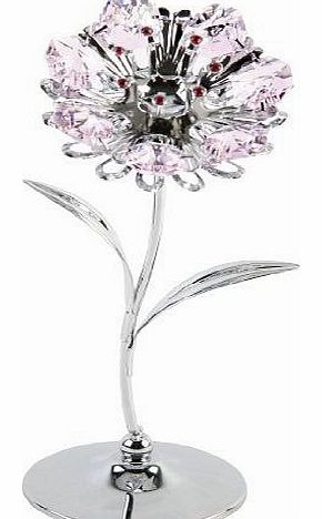 Keepsake Gift Ornament - Silver Sunflower with Pink Swarvoski Crystal Elements