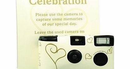 Disposable Camera - Ivory amp; Gold Hearts by CSC Imports