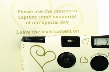 CSC Imports Ltd CSC Imports Ivory amp; Gold Hearts Single Use Disposable Camera