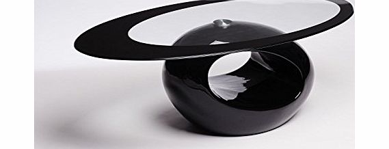 CT 01 Designer Glass Oval Coffee Table Contemporary Style Furniture Black White Purple Red (Black)