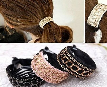 cuhair (tm) 3pcs Girl Women elastic force Ponytail Holders hair Ties Rope bands rubber Scrunchie Accessories